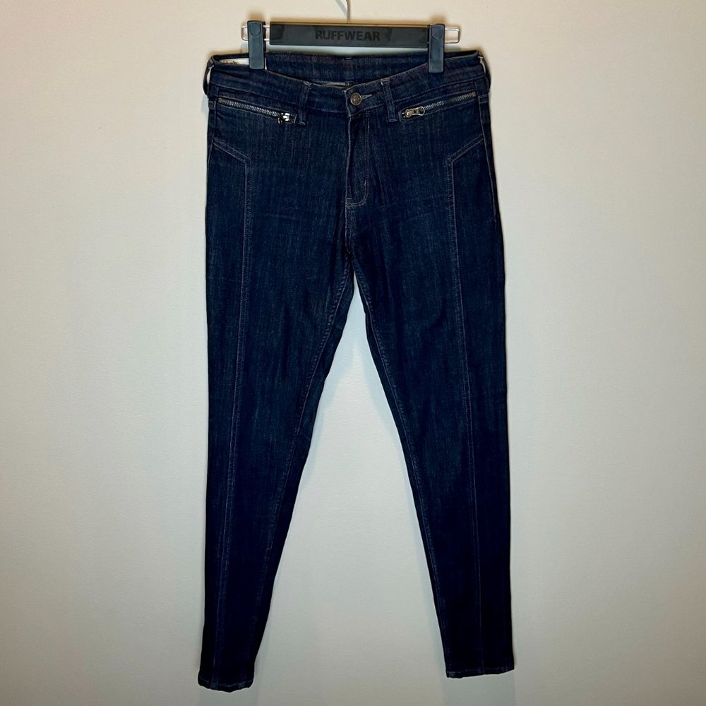 Dish by Duer Dark Wash Skinny Moto Seamed High Rise Jeans